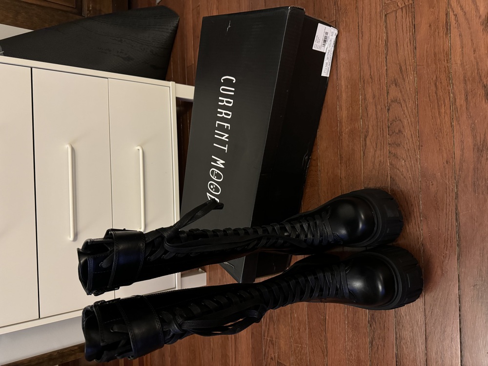 Dolls Kill Black Knee High Lace Boots